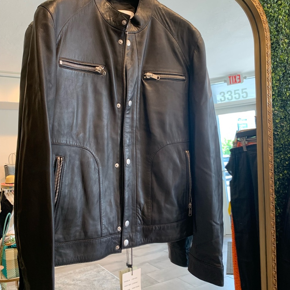 SERGE PARIENTE LEGEND 100% SHEEP BLACK LEATHER JACKET MOTO BOMBER ROCK N ROLL L